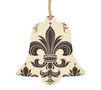 Lot de 6 décorations de Noël en bois à suspendre en forme de cloche en forme de fleur de lys et armoiries de chevalier pour le Nouvel An, les fêtes