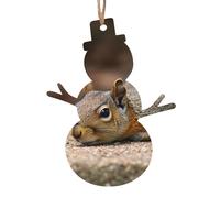 Lot de 6 décorations de Noël en bois à suspendre en forme d'écureuil qui vient de poser le sapin de Noël en forme de bonhomme de neige - Décoration de Noël à suspendre pour le Nouvel An, les fêtes