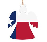 Lot de 6 décorations de Noël en bois avec motif drapeau du Texas - Décoration d'intérieur confortable