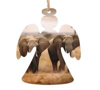 Lot de 6 décorations de Noël en bois en forme d'ange, animaux sauvages, éléphants, décorations de Noël à suspendre pour décoration de la maison