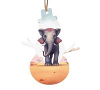 Lot de 6 décorations de Noël en bois en forme de bonhomme de neige, éléphant porte-bonheur à suspendre pour sapin de Noël, étiquettes de vœux de Noël rustiques à suspendre pour décoration de la maison