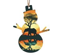 Lot de 6 décorations de Noël en bois en forme de bonhomme de neige, magnifiques éléphants à suspendre pour sapin de Noël, étiquettes de vœux de Noël rustiques à suspendre pour décoration de la maison