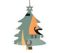 Lot de 6 décorations de Noël en bois en forme de chat d'art moderne du milieu du siècle à suspendre pour sapin de Noël en forme de sapin de Noël - Décoration de Noël à suspendre pour le Nouvel An