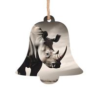 Lot de 6 décorations de Noël en bois en forme de cloche, animaux d'Afrique du Sud, décorations à suspendre pour sapin de Noël, étiquettes de vœux rustiques à suspendre pour décoration de Noël