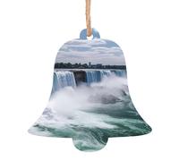 Lot de 6 décorations de Noël en bois en forme de cloche, Niagara Falls pour sapin de Noël, décorations rustiques à suspendre pour décoration de la maison