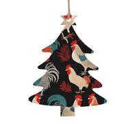 Lot de 6 décorations de Noël en bois en forme de coq français à suspendre pour sapin de Noël