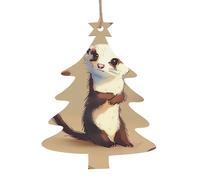 Lot de 6 décorations de Noël en bois en forme de furet poilu mignon - Décoration de Noël à suspendre