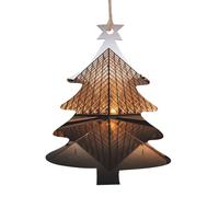 Lot de 6 décorations de Noël en bois en forme de sapin de Noël, musée du Louvre à Paris, décorations rustiques à suspendre pour décoration de Noël