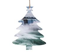 Lot de 6 décorations de Noël en bois en forme de sapin de Noël, Niagara Falls - Décorations rustiques à suspendre pour décoration de Noël