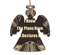 Lot de 6 décorations de Noël en bois « I Know The Plans Have You Declares Lord » en forme d'ange à suspendre pour le Nouvel An et les fêtes