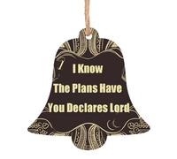 Lot de 6 décorations de Noël en bois « I Know The Plans Have You Declares Lord » en forme de cloche à suspendre pour le Nouvel An et les fêtes
