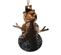 Lot de 6 décorations de Noël en bois imprimées avec deux léopards se blottissant ensemble pour arbres de Noël, décoration d'intérieur, fêtes de fin d'année
