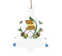 Lot de 6 décorations de Noël en bois imprimées avec drapeau du Guatemala - Pour travaux manuels et décorations de vacances à suspendre
