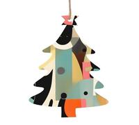 Lot de 6 décorations de Noël en bois imprimées de chat moderne du milieu du siècle, adaptées pour les travaux manuels et les décorations de vacances à suspendre