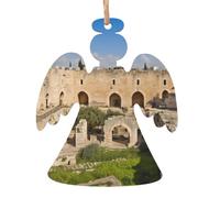 Lot de 6 décorations de Noël en bois Israël à la tour de David en forme d'ange à suspendre pour le Nouvel An et les fêtes