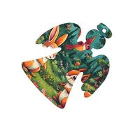 Lot de 6 décorations de Noël en bois - Motif animaux heureux dans la forêt - Ficelle imprimée double face pour arbres, murs, portes - Décoration de Noël en forme d'ange