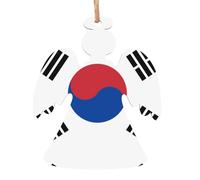 Lot de 6 décorations de Noël en forme d'ange avec drapeau de la République de Corée - Peut être accroché sur les arbres de Noël et les fenêtres