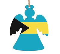 Lot de 6 décorations de Noël en forme d'ange avec drapeau des Bahamas - À accrocher sur les arbres de Noël et les fenêtres