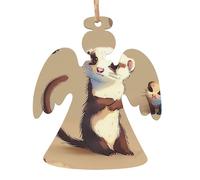 Lot de 6 décorations de Noël en forme d'ange en bois avec imprimé furet poilu