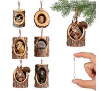 Lot de 6 décorations de Noël en forme d'animaux de la forêt, gland mignon en acrylique 2D à suspendre, décorations confortables pour sapin de Noël, décoration d'intérieur, cadeaux de Noël
