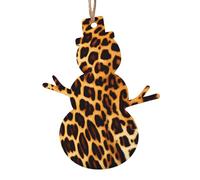 Lot de 6 décorations de Noël en forme de bonhomme de neige à rayures sur léopards - Peut être accroché sur les arbres de Noël et les fenêtres