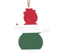 Lot de 6 décorations de Noël en forme de bonhomme de neige avec drapeau de la Hongrie - Peut être accroché sur les arbres de Noël et les fenêtres