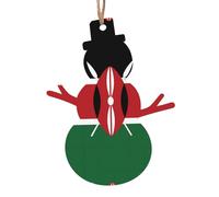 Lot de 6 décorations de Noël en forme de bonhomme de neige avec drapeau du Kenya - Peut être accroché sur les arbres de Noël et les fenêtres