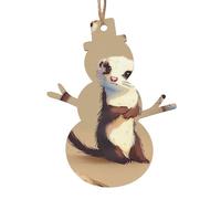 Lot de 6 décorations de Noël en forme de bonhomme de neige en bois imprimé furet poilu mignon pour sapin de Noël