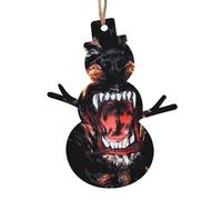 Lot de 6 décorations de Noël en forme de bonhomme de neige en bois imprimé Rottweiler - Convient pour accrocher sur les cheminées et les rebords de fenêtre