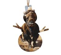 Lot de 6 décorations de Noël en forme de bonhomme de neige en bois imprimé troupeau de bison d'Amérique du Nord pour cheminée et rebord de fenêtre