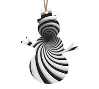 Lot de 6 décorations de Noël en forme de bonhomme de neige en forme de spirale, illusion d'optique GIF, décorations en bois imprimées pour accrocher sur les cheminées et les rebords de fenêtre