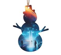 Lot de 6 décorations de Noël en forme de bonhomme de neige - Exquise impression de l'avenir de la science-fiction pour sapin de Noël et porte de fête