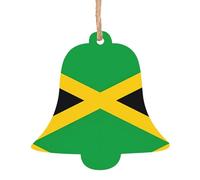 Lot de 6 décorations de Noël en forme de cloche avec drapeau de la Jamaïque - Peut être accroché sur les arbres de Noël et les fenêtres