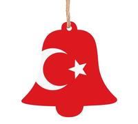 Lot de 6 décorations de Noël en forme de cloche avec drapeau de la Turquie - Peut être accroché sur les arbres de Noël et les fenêtres