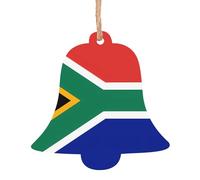 Lot de 6 décorations de Noël en forme de cloche avec drapeau de l'Afrique du Sud - Peut être accroché sur les arbres de Noël et les fenêtres