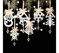 Lot de 6 décorations de Noël en forme de cloche, d'arbre, d'étoile, de flocon de neige, de renne et de bonhomme de neige pour décorer les arbres, les couronnes, les guirlandes et la décoration