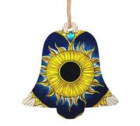 Lot de 6 décorations de Noël en forme de cloche en forme de cœur avec impression de soleil - Peut être accroché sur les arbres de Noël et les fenêtres