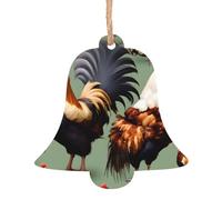 Lot de 6 décorations de Noël en forme de cloche - Imprimé coq et poulet exquis pour sapin de Noël et porte de fête