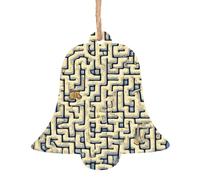 Lot de 6 décorations de Noël en forme de cloche, labyrinthe, carte au trésor, peut être accrochée sur les arbres de Noël et les fenêtres