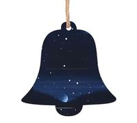 Lot de 6 décorations de Noël en forme de cloche - Magnifique vue nocturne bleu foncé pour sapin de Noël et porte de fête