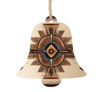 Lot de 6 décorations de Noël en forme de cloche, peinture amérindienne, peut être accrochée sur les arbres de Noël et les fenêtres