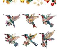 Lot de 6 décorations de Noël en forme de colibri en acrylique à suspendre pour sapin de Noël, porte, cour, extérieur ou fenêtres, cadeaux d'éléphant blanc pour femme