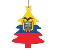 Lot de 6 décorations de Noël en forme de sapin de Noël avec drapeau de l'Équateur - Peut être accroché sur les arbres de Noël et les fenêtres