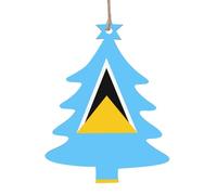 Lot de 6 décorations de Noël en forme de sapin de Noël avec drapeau de Sainte-Lucie - Peut être accroché sur les arbres de Noël et les fenêtres
