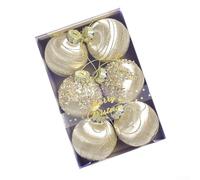 Lot de 6 décorations de Noël en plastique avec élégant motif à paillettes écrasées, conçues pour apporter un éclat radieux à l'arbre de vacances et à l'intérieur de la maison (doré)