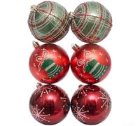 Lot de 6 décorations de Noël peintes à la main avec boules d'arbre de vacances style réseaux sociaux pour décoration de maison festive et célébration saisonnière (A)