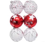 Lot de 6 décorations de Noël peintes à la main avec boules de vacances style médias sociaux conçues pour une utilisation en plastique durable (D)