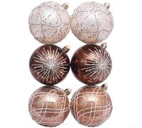 Lot de 6 décorations de Noël peintes à la main avec motifs de style réseaux sociaux pour décoration de sapin saisonnier (B)