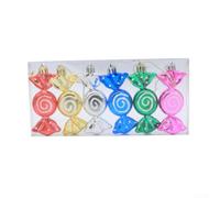 Lot de 6 décorations de Noël, pendentifs d'arbre de Noël pour écoles, centres commerciaux et lieux d'événement sur le thème des bonbons (couleur :