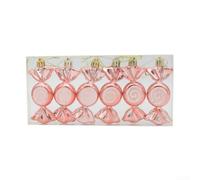 Lot de 6 décorations de Noël, pendentifs d'arbre de Noël pour écoles, centres commerciaux et lieux d'événement sur le thème des bonbons (or rose)